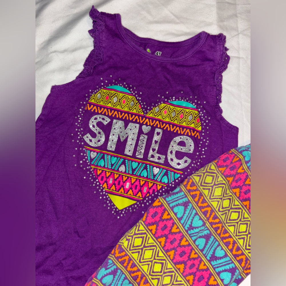 Jumping Beans Purple and Yellow Matching Set with Geometric Patterns